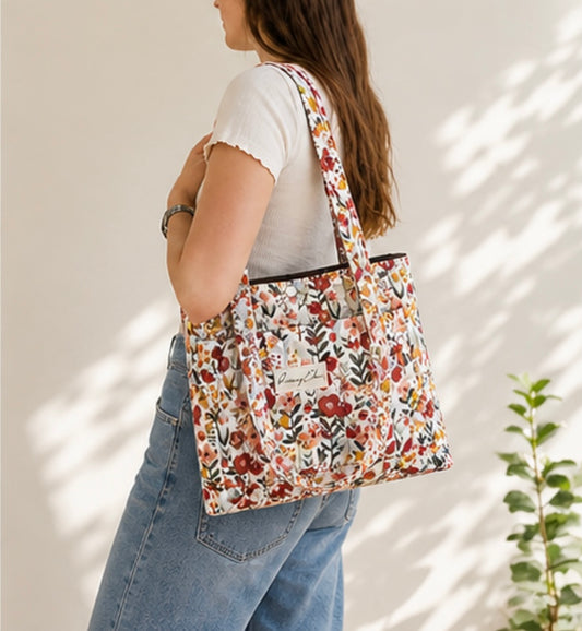 Floral Quilted Tote Bag