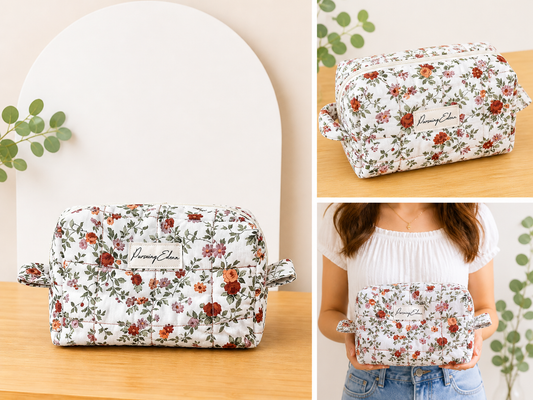 Wildflower Garden Makeup Bag I Vintage Floral Cosmetic Pouch