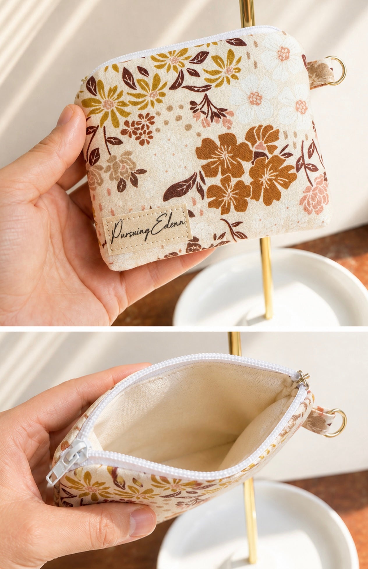 Blush Pink Floral Zipper Pouch | Handmade Coin Purse |
Floral & Neutral Card Holder