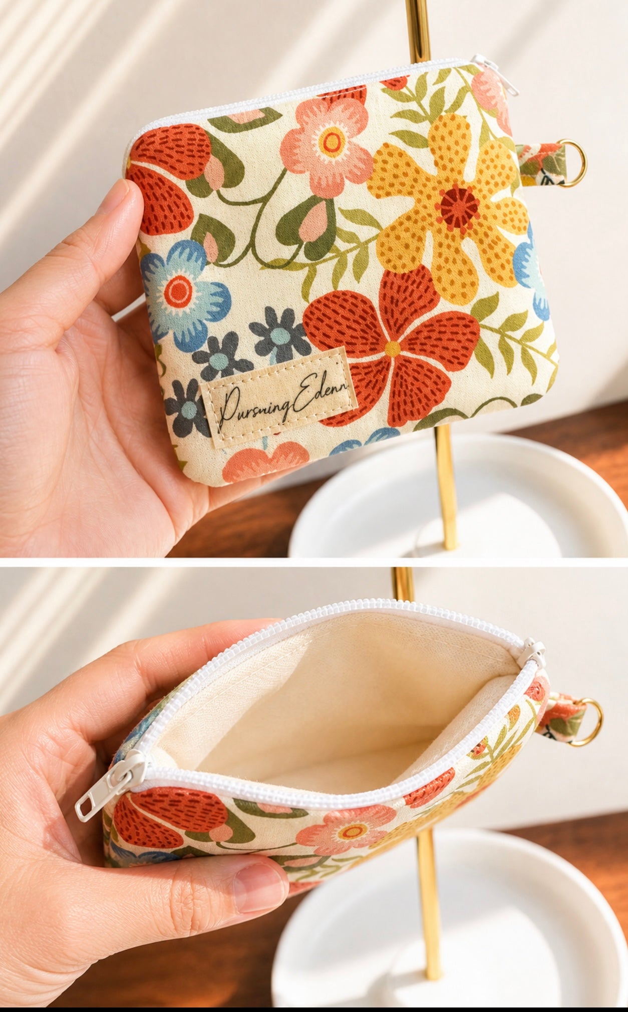 Colorful Floral Zipper Pouch | Handmade Coin Purse |
Floral & Neutral Card Holder