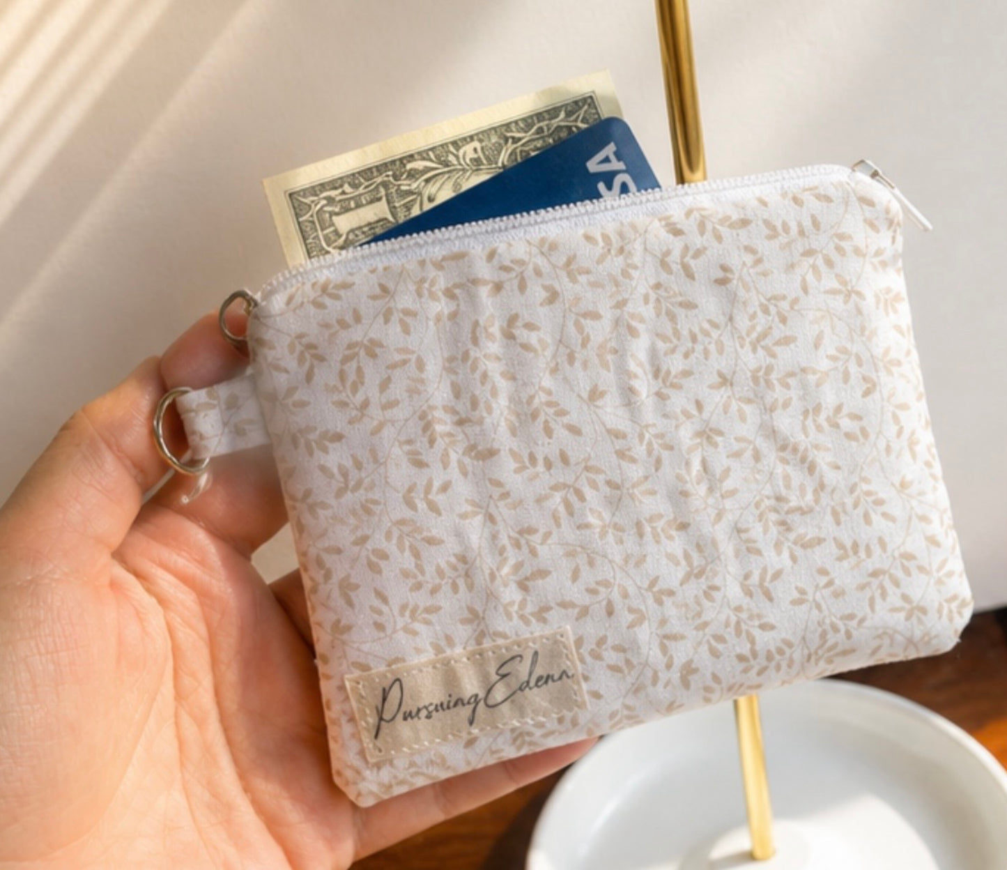 Zipper Pouch | Handmade Coin Purse |
Floral & Neutral Card Holder