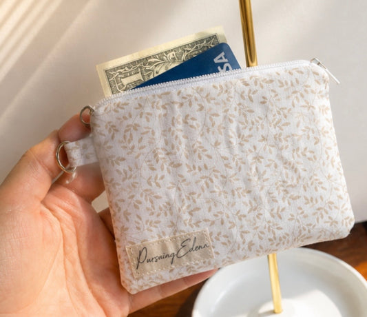 Zipper Pouch | Handmade Coin Purse |
Floral & Neutral Card Holder