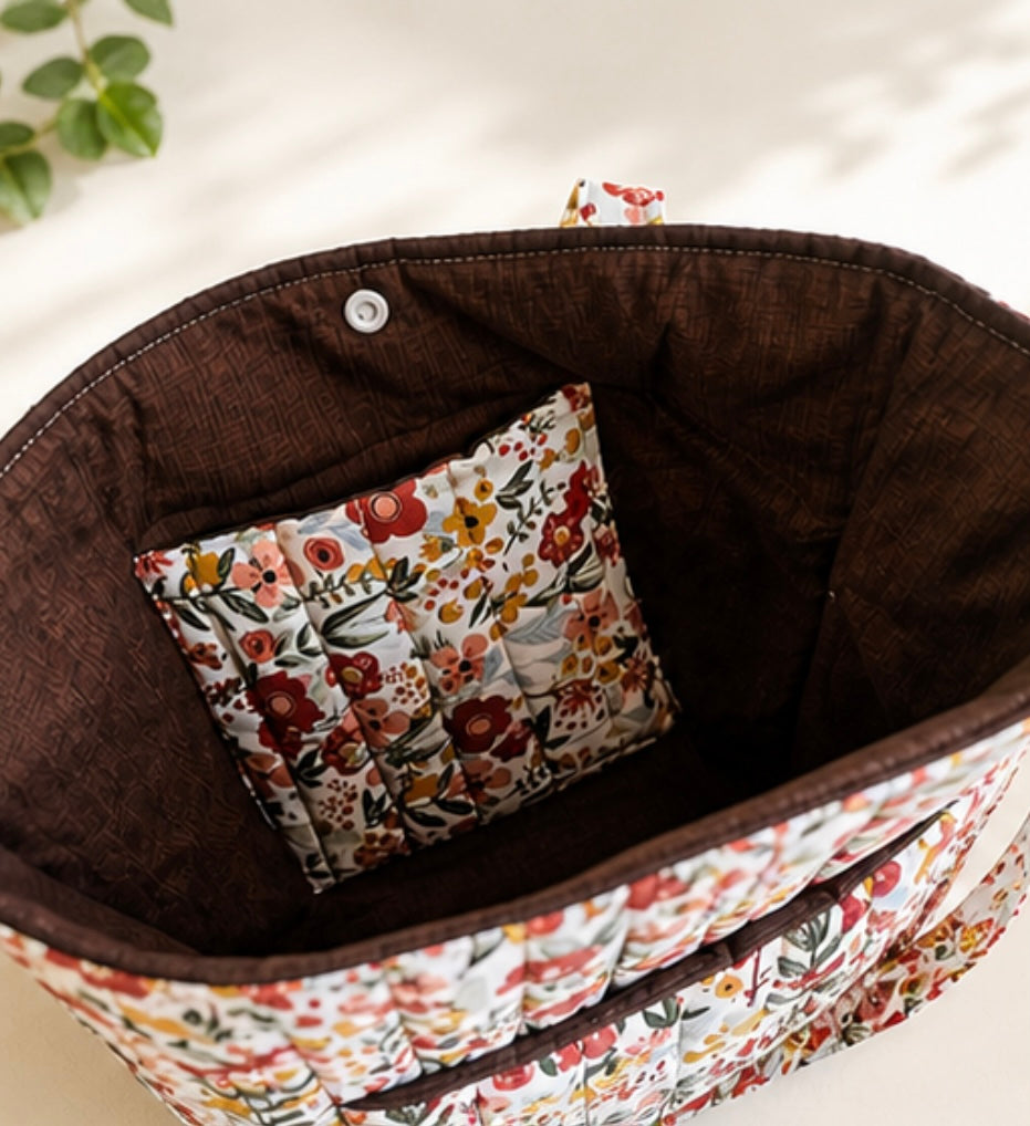 Floral Quilted Tote Bag
