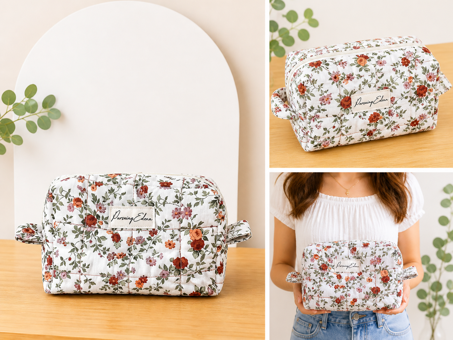Wildflower Garden Makeup Bag I Vintage Floral Cosmetic Pouch