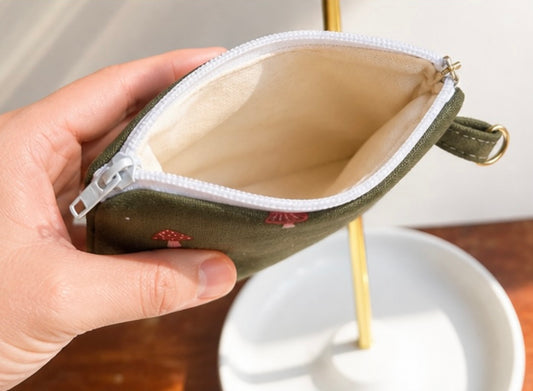 Mushroom Zipper Pouch | Handmade Coin Purse |
Floral & Neutral Card Holder