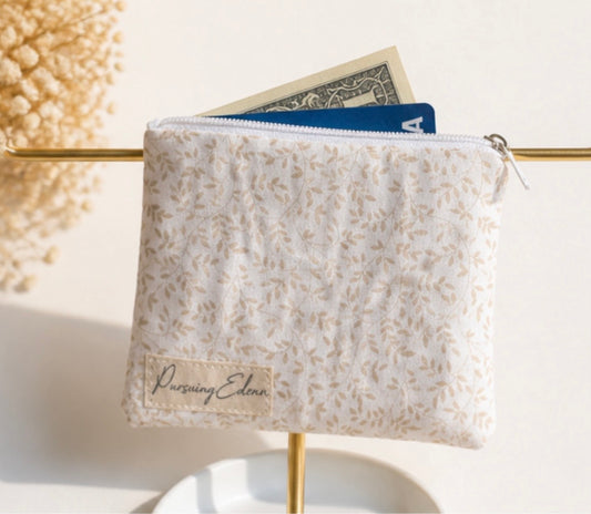 Zipper Pouch | Handmade Coin Purse |
Floral & Neutral Card Holder