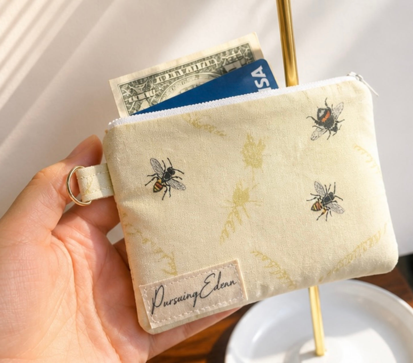 Bee Zipper Pouch | Handmade Coin Purse