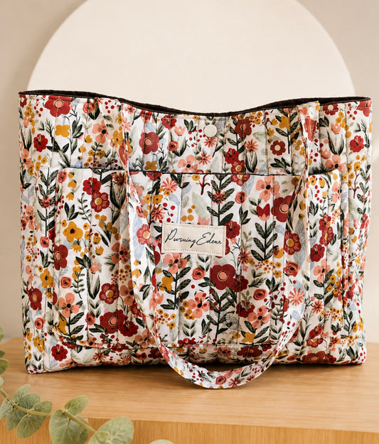 Floral Quilted Tote Bag