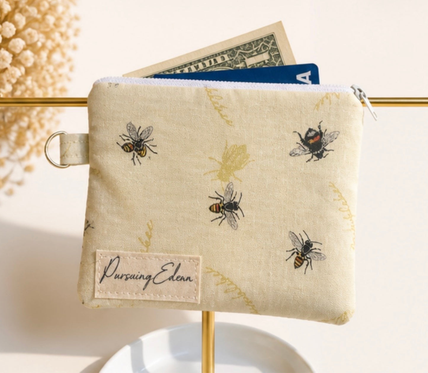 Bee Zipper Pouch | Handmade Coin Purse