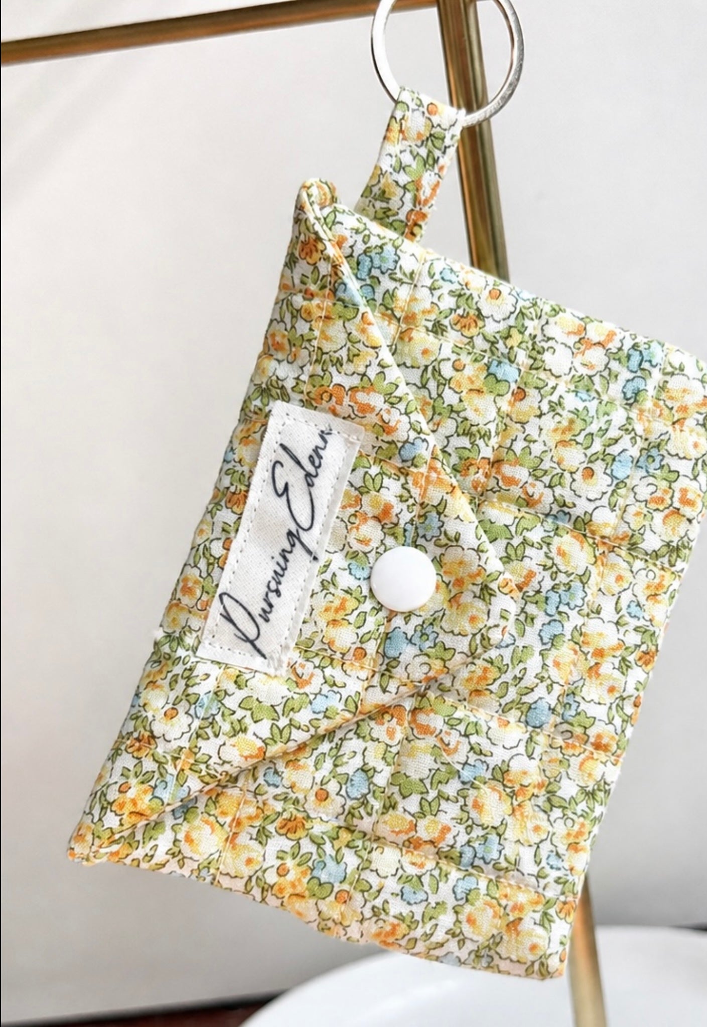 Quilted Envelope Wallet or Zipper Pouch | Handmade Snap Closure Card Holder | Floral & Neutral Mini
Wallet