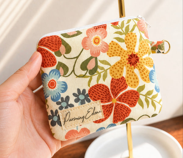 Colorful Floral Zipper Pouch | Handmade Coin Purse |
Floral & Neutral Card Holder