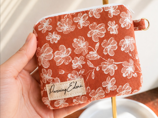 Orange Floral Zipper Pouch | Handmade Coin Purse |
Floral & Neutral Card Holder
